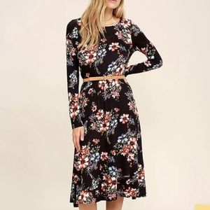 Lulu's floral print long sleeve midi dress